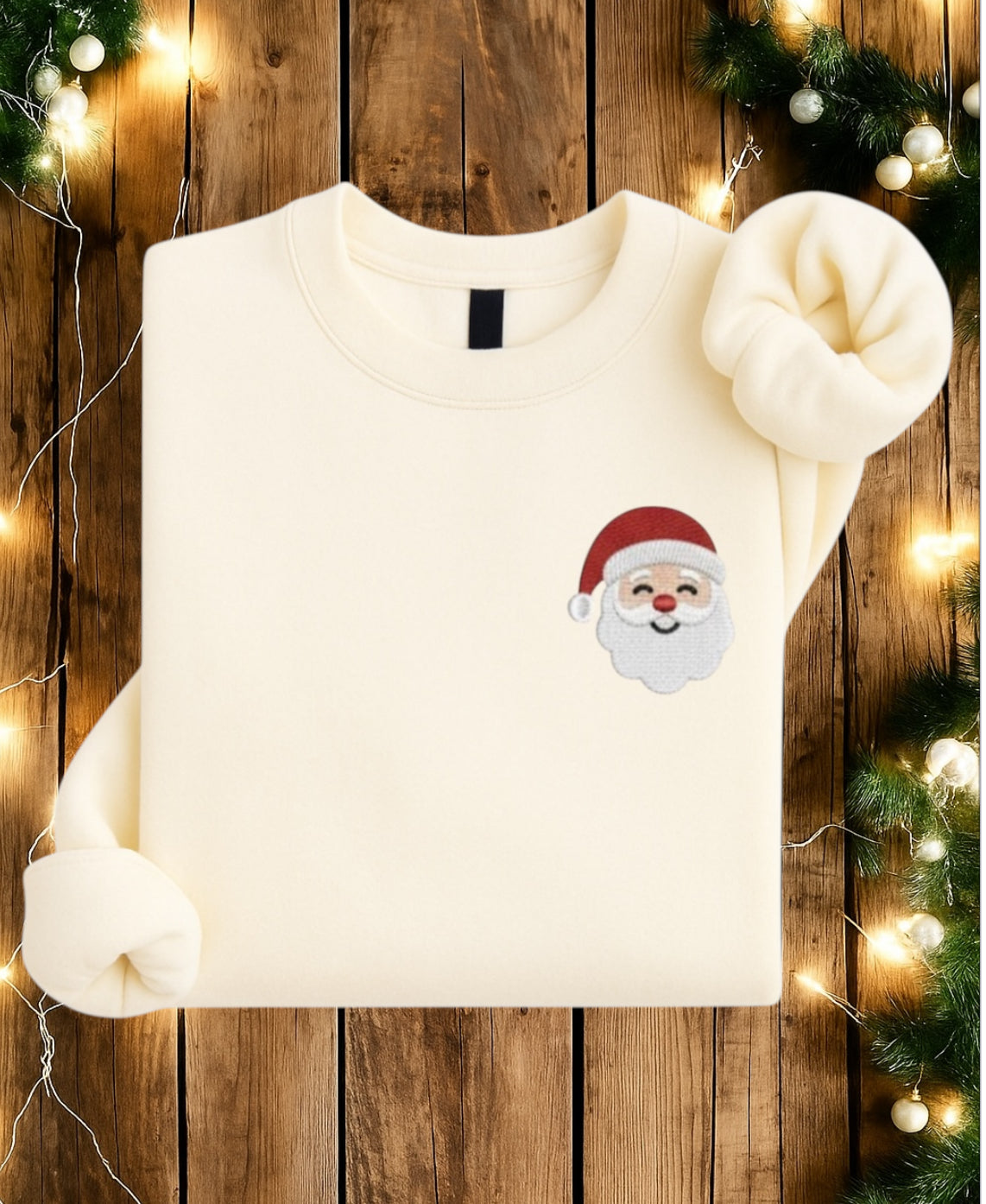 Embroidered Santa Claus Sweatshirt – Festive Christmas Embroidery