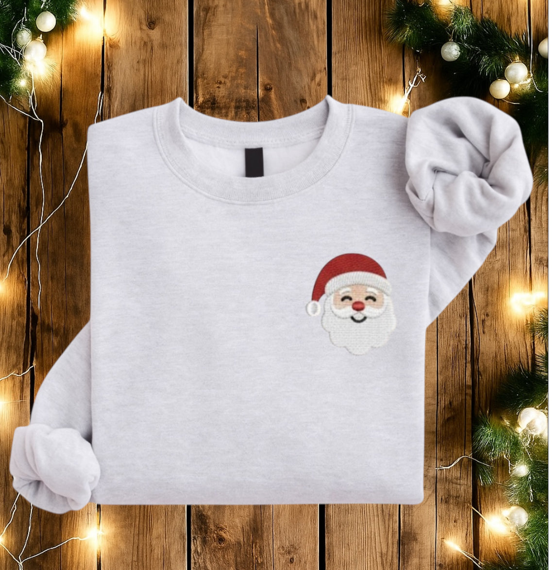Embroidered Santa Claus Sweatshirt – Festive Christmas Embroidery