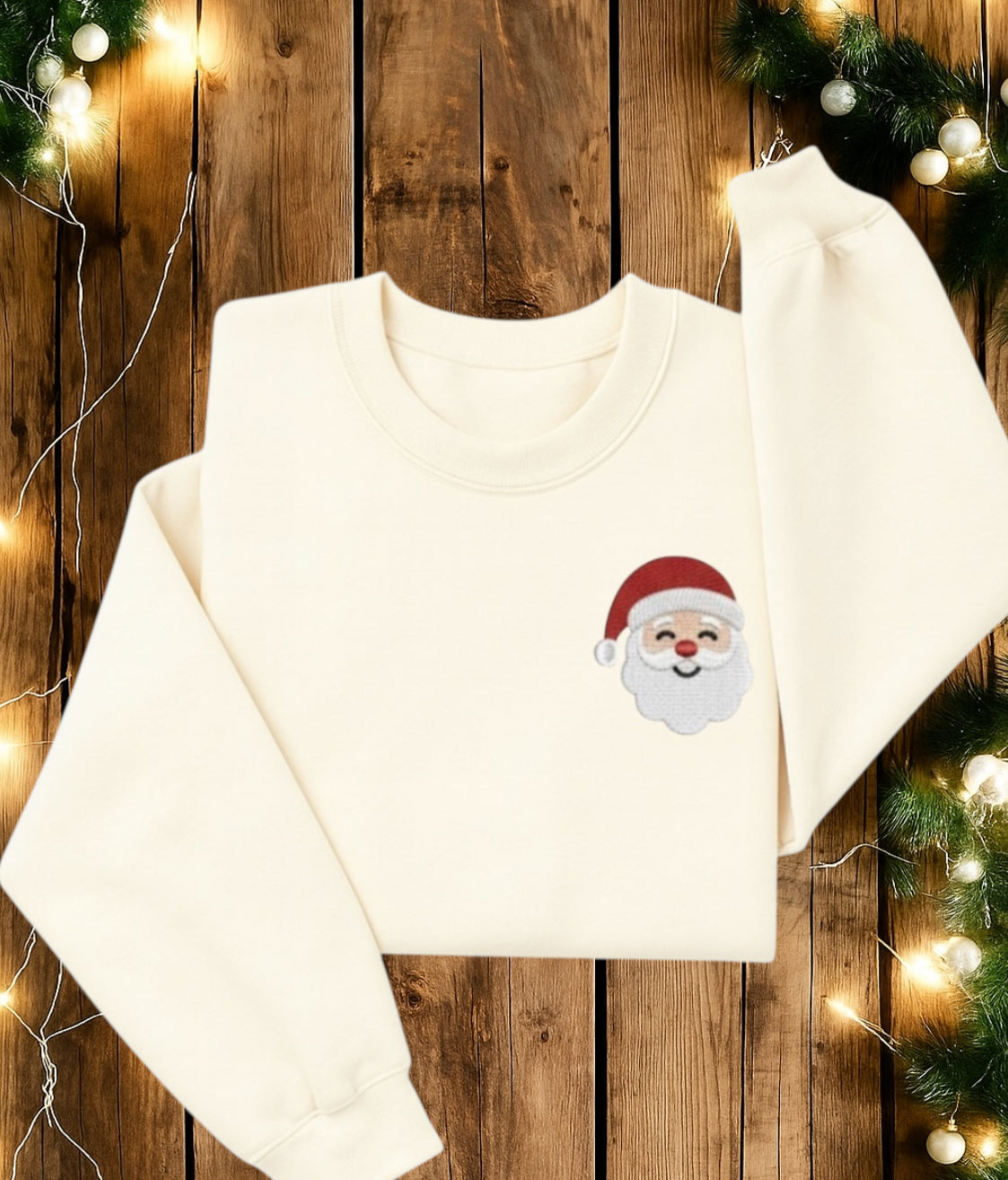 Embroidered Santa Claus Sweatshirt – Festive Christmas Embroidery