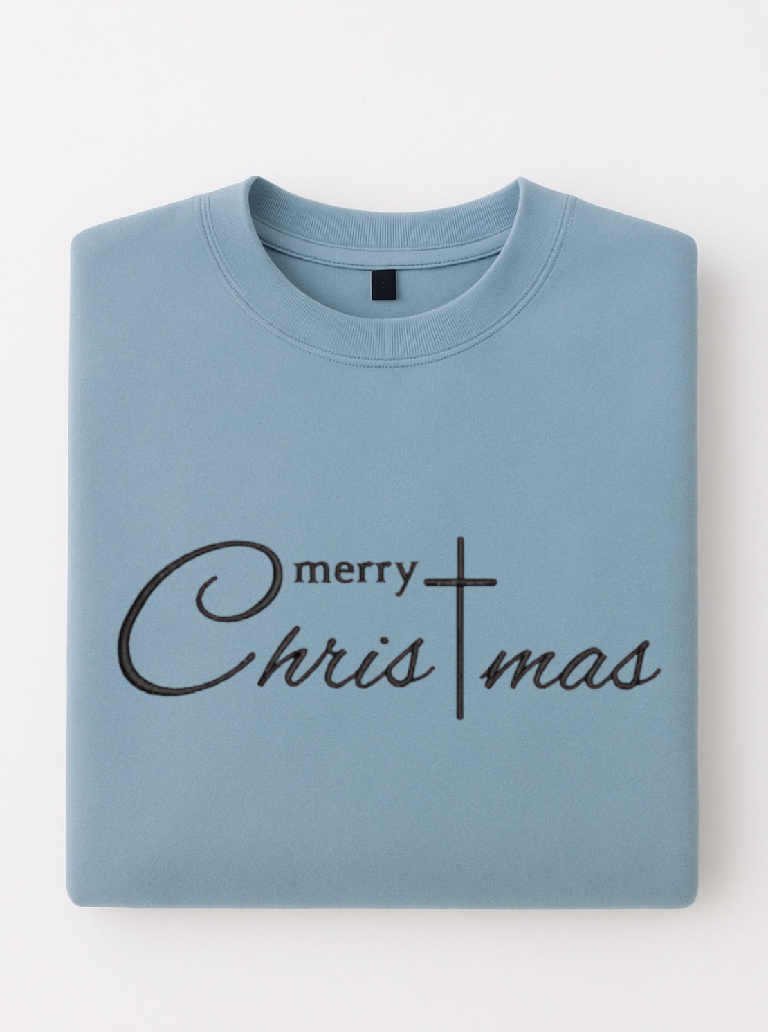 Embroidered Merry Christmas Cross Sweatshirt, Christian Christmas Pullover