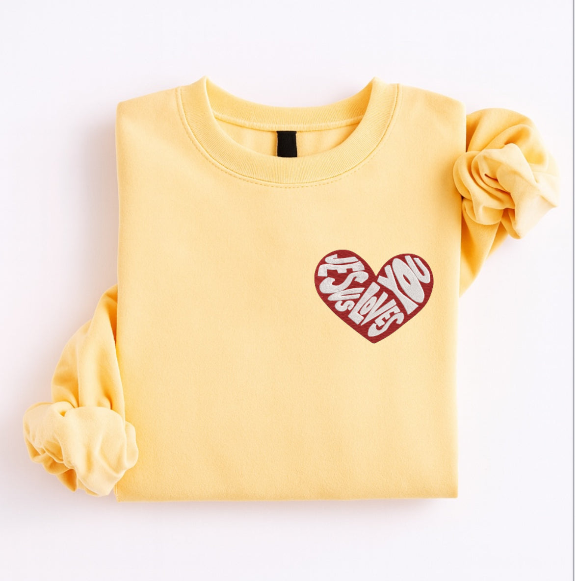 Embroidered Jesus Loves You Heart Sweatshirt – Christian Gift