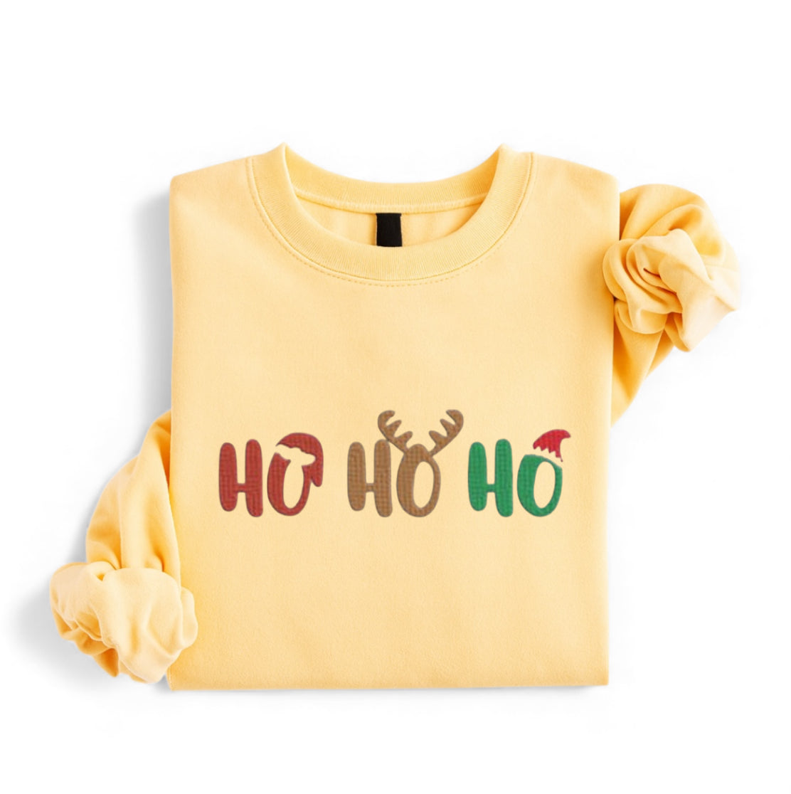 Embroidered Ho Ho Ho Christmas Sweatshirt – Santa & Reindeer Design