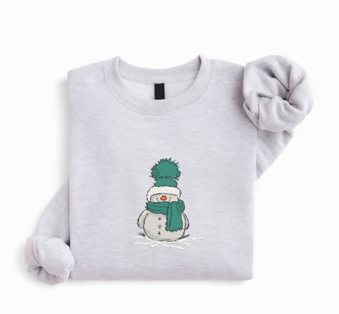 Embroidered Snowman Christmas Sweatshirt