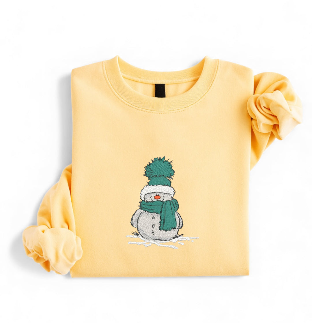 Embroidered Snowman Christmas Sweatshirt