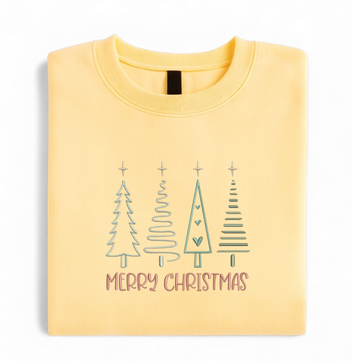 Embroidered Christmas Sweatshirt -Merry Christmas Trees