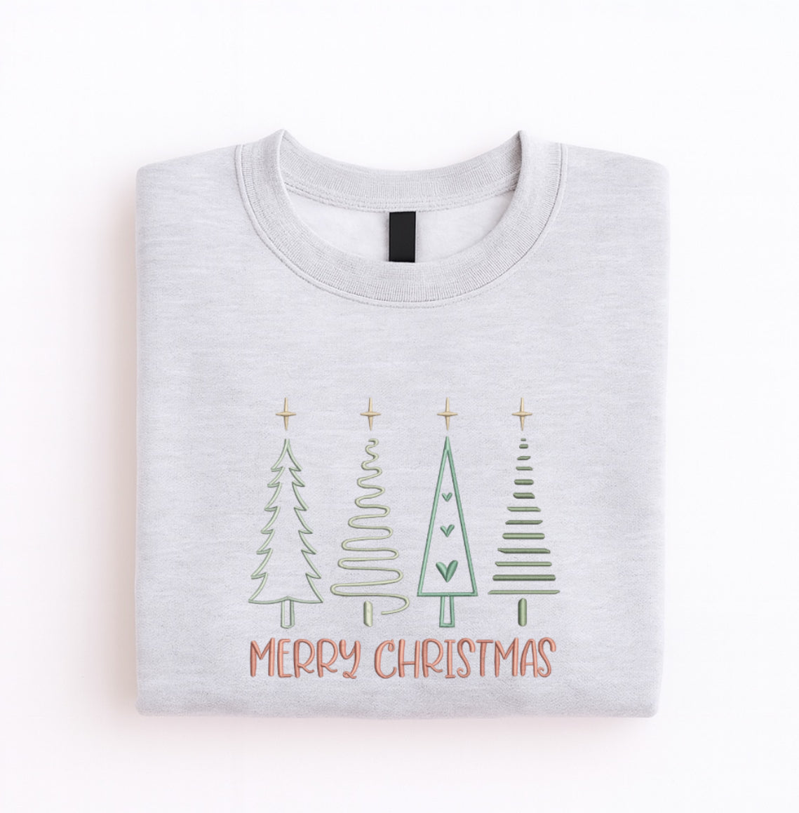 Embroidered Christmas Sweatshirt -Merry Christmas Trees