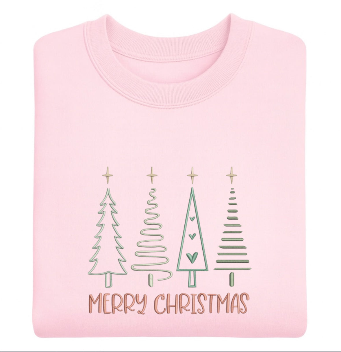 Embroidered Christmas Sweatshirt -Merry Christmas Trees