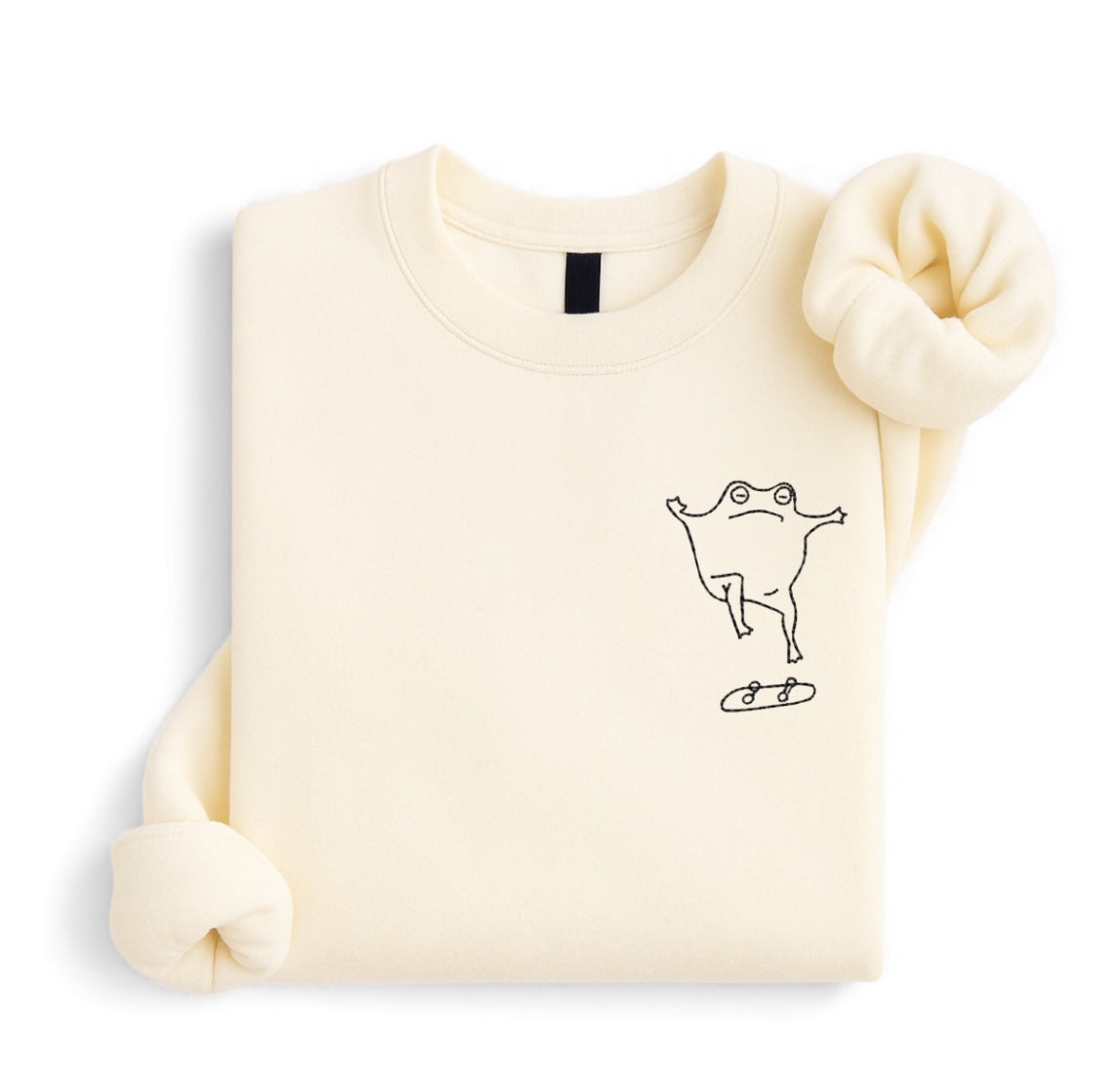 Embroidered Skateboarding Frog Sweatshirt – Cute Skateboard Crewneck