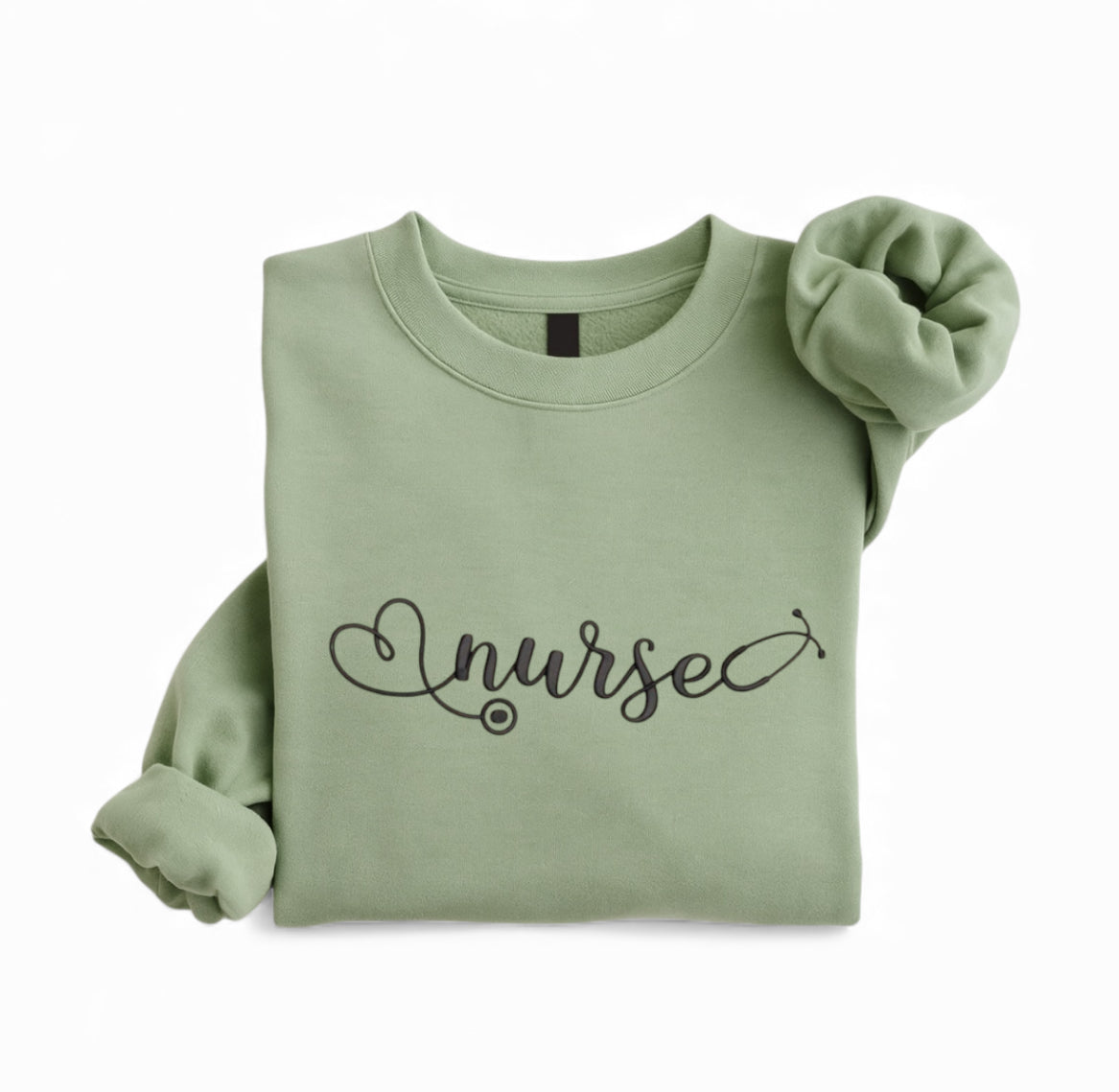 Embroidered Nurse Stethoscope Heart Sweatshirt, Medical Crewneck, RN Pullover