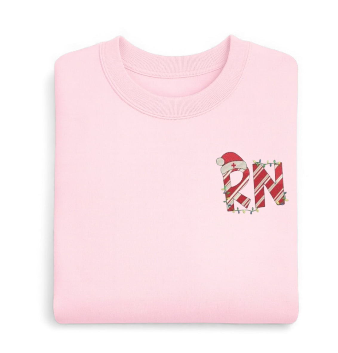 Embroidered RN Candy Cane Letters Christmas Sweatshirt