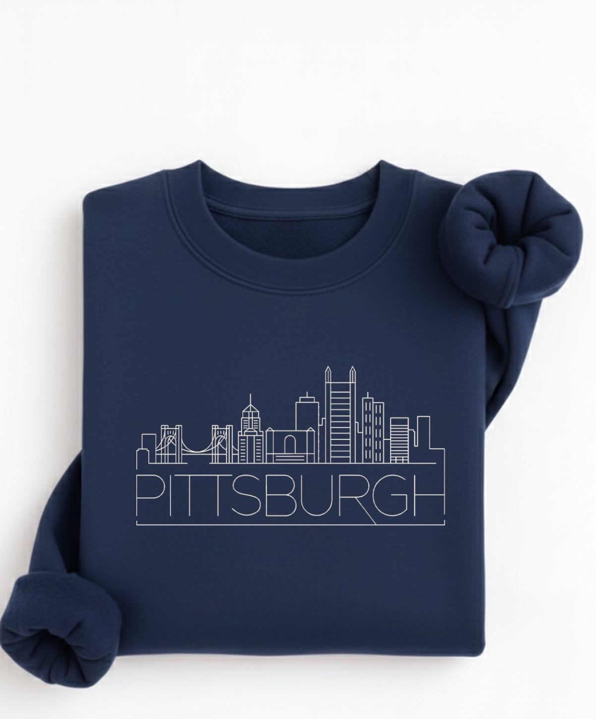 Embroidered Pittsburgh Skyline Line Art Sweatshirt