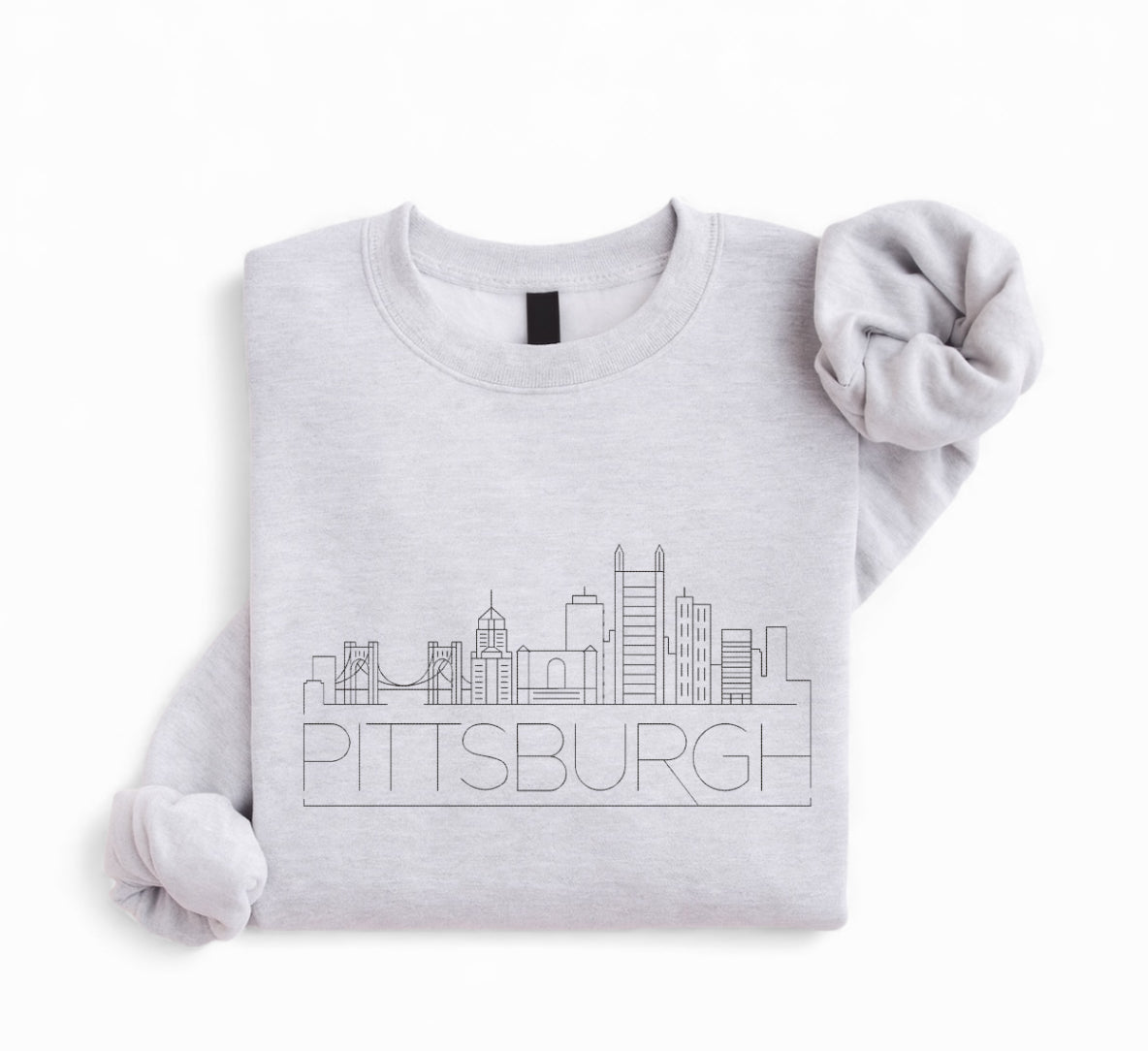 Embroidered Pittsburgh Skyline Line Art Sweatshirt
