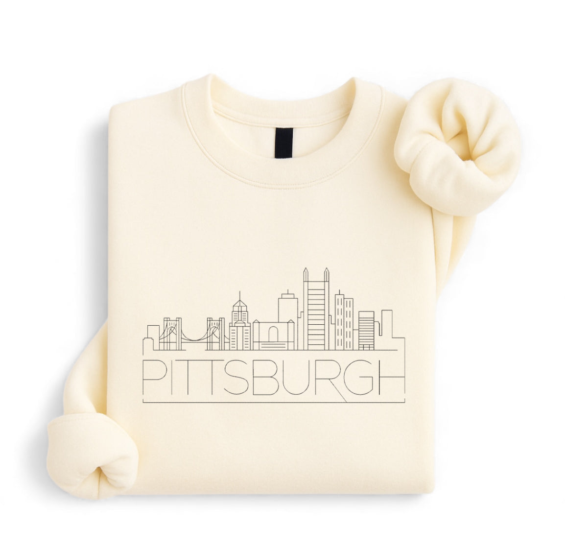 Embroidered Pittsburgh Skyline Line Art Sweatshirt