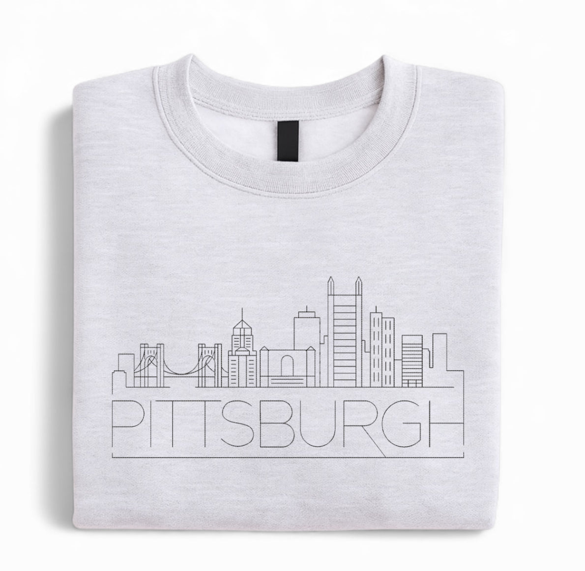 Embroidered Pittsburgh Skyline Line Art Sweatshirt