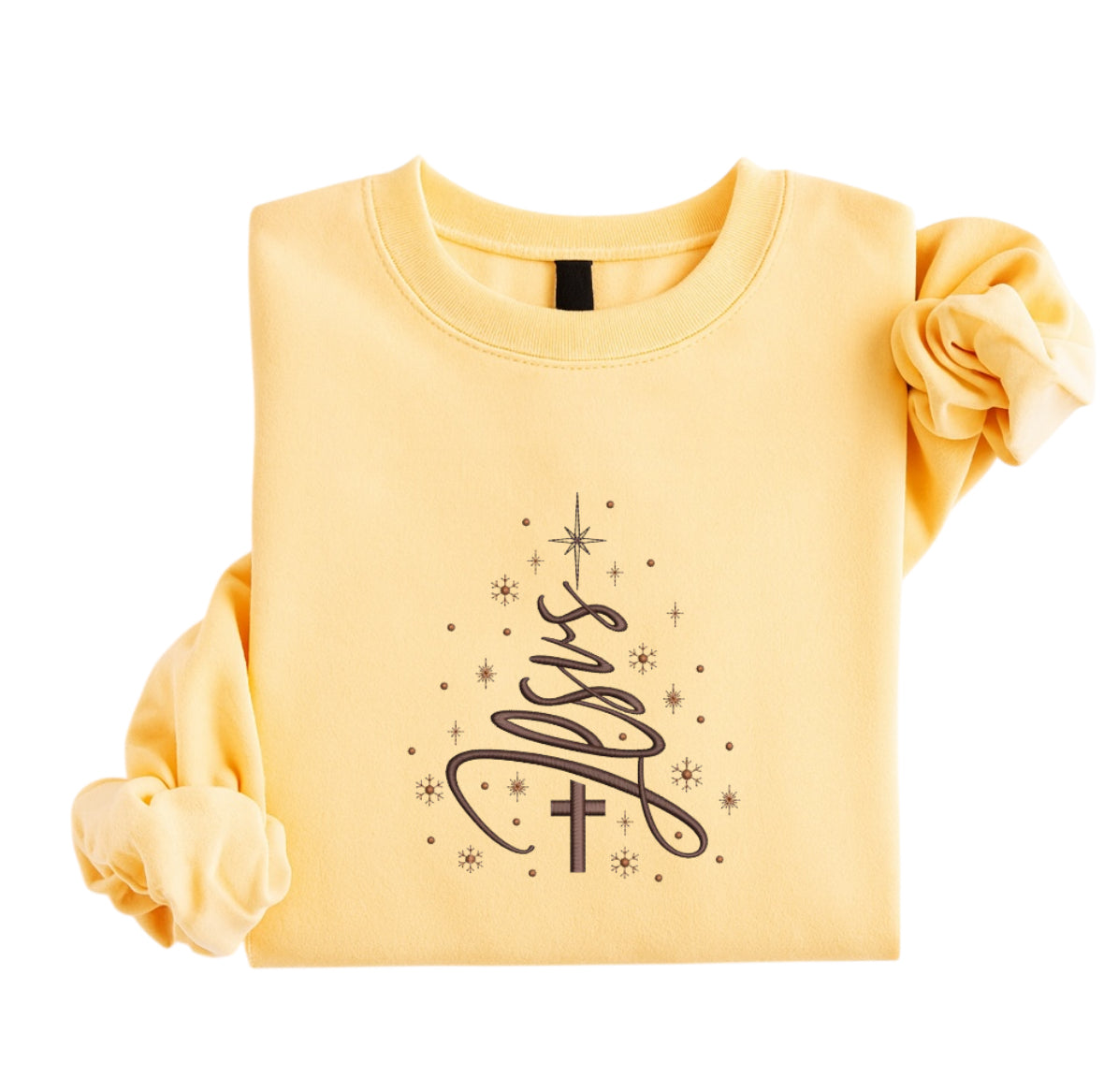 Embroidered Jesus Christmas Tree Sweatshirt, Christian Sweater, Faith Holiday Crewneck