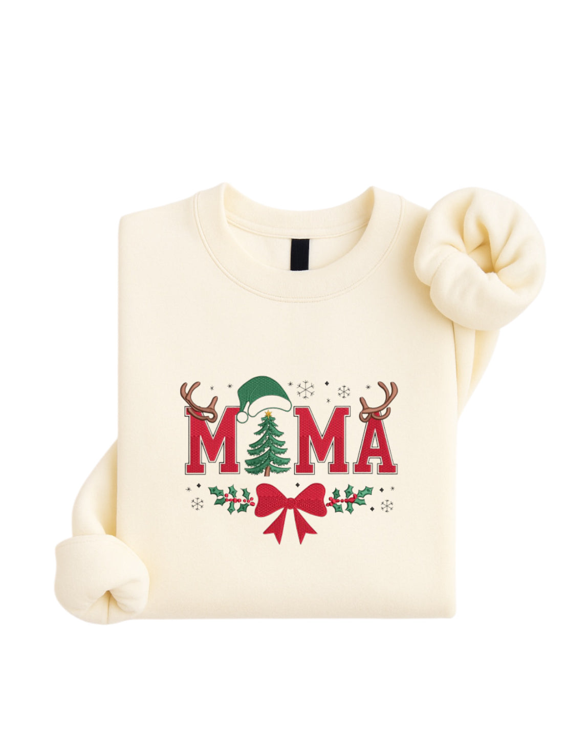 Embroidered Christmas MAMA Sweatshirt – Festive Embroidered Mom Design