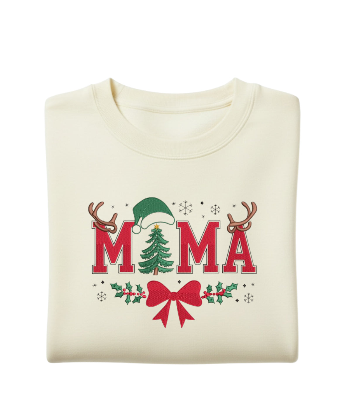 Embroidered Christmas MAMA Sweatshirt – Festive Embroidered Mom Design