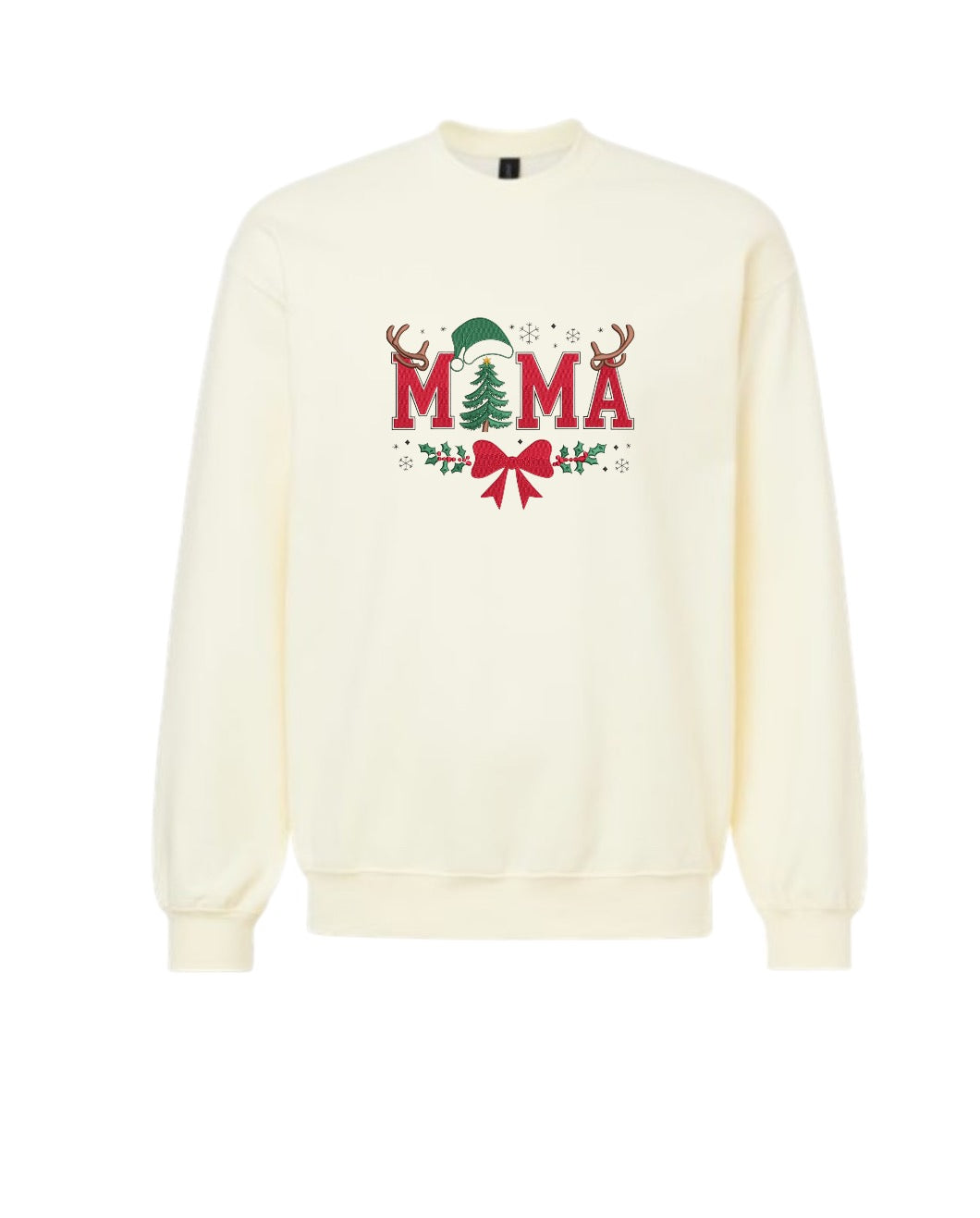 Embroidered Christmas MAMA Sweatshirt – Festive Embroidered Mom Design