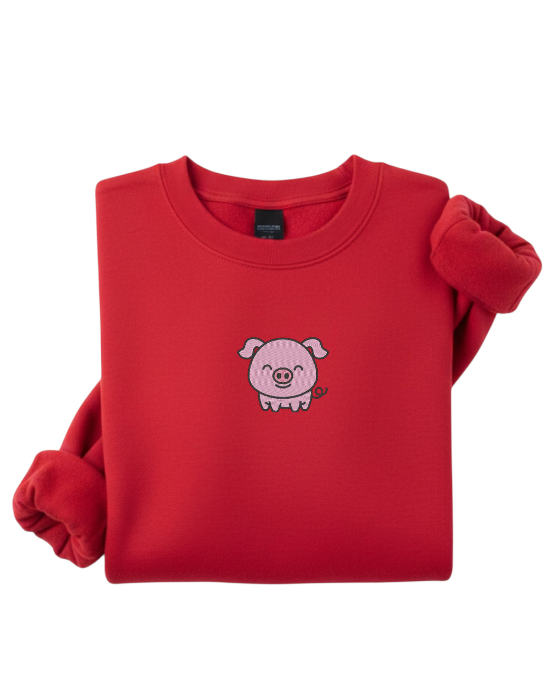Embroidered Adorable Piglet Embroidery, Farm Animal Crewneck, Kawaii Pig Sweater