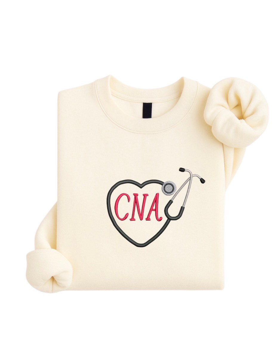 CNA Embroidered Sweatshirt – Certified Nursing Assistant Gift – Nurse Aide Crewneck – Healthcare Worker Sweatshirt