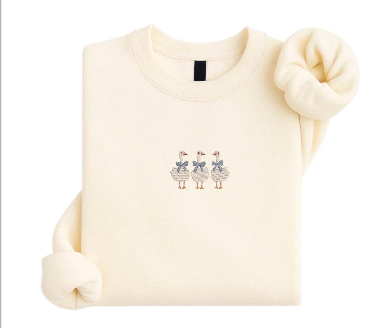 Embroidered Goose Sweatshirt, Farm Animal Lover Gift