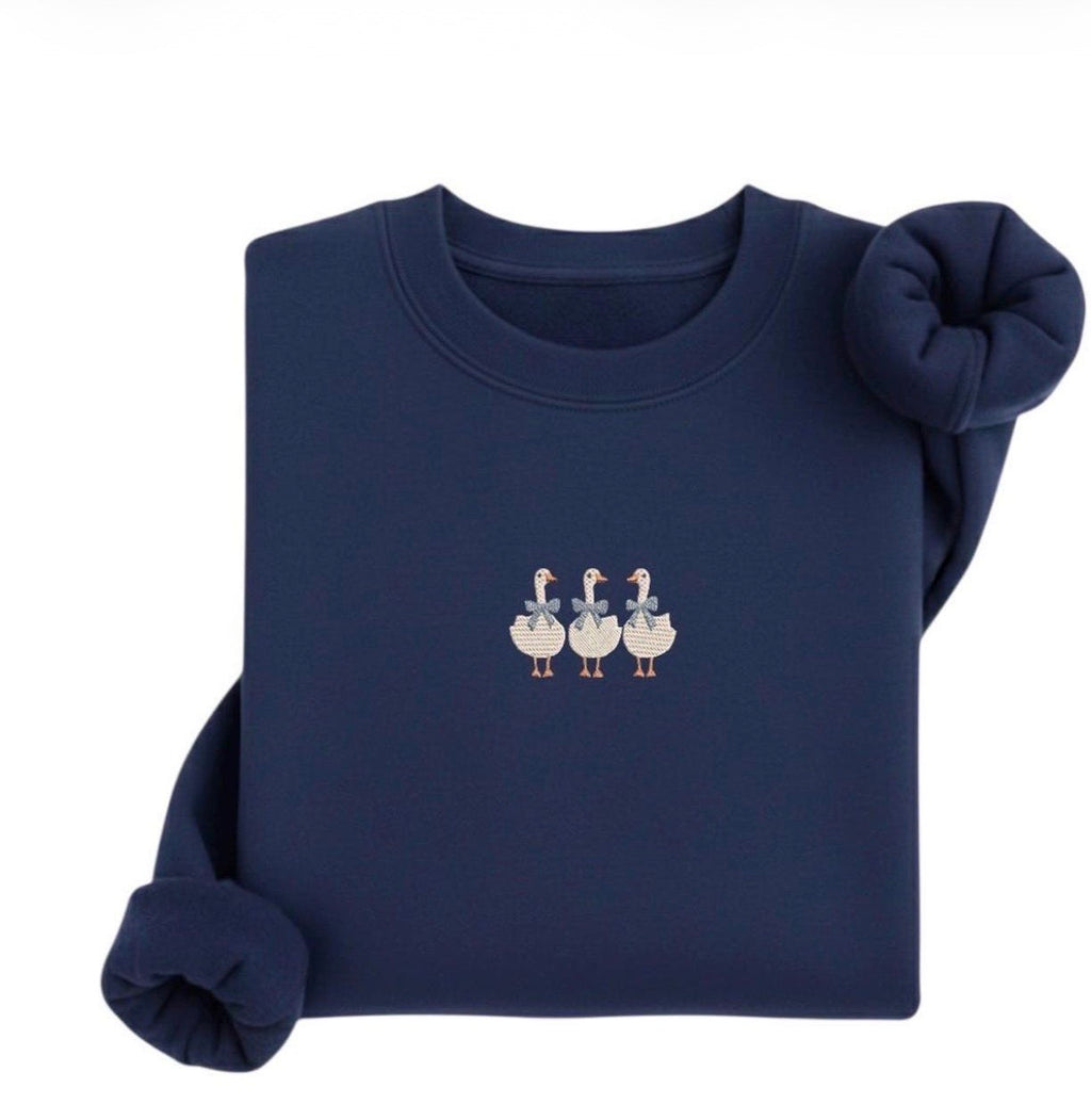 Embroidered Goose Sweatshirt, Farm Animal Lover Gift