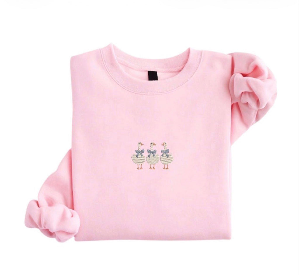 Embroidered Goose Sweatshirt, Farm Animal Lover Gift