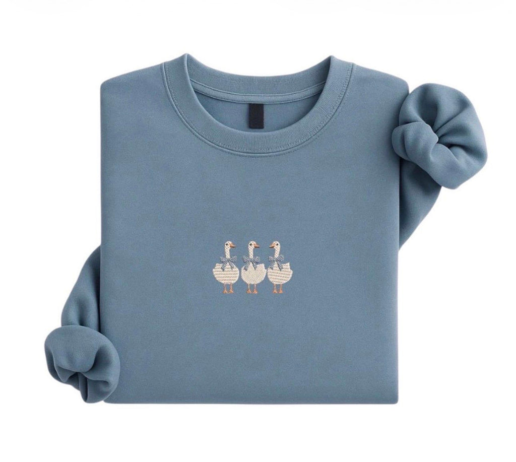 Embroidered Goose Sweatshirt, Farm Animal Lover Gift
