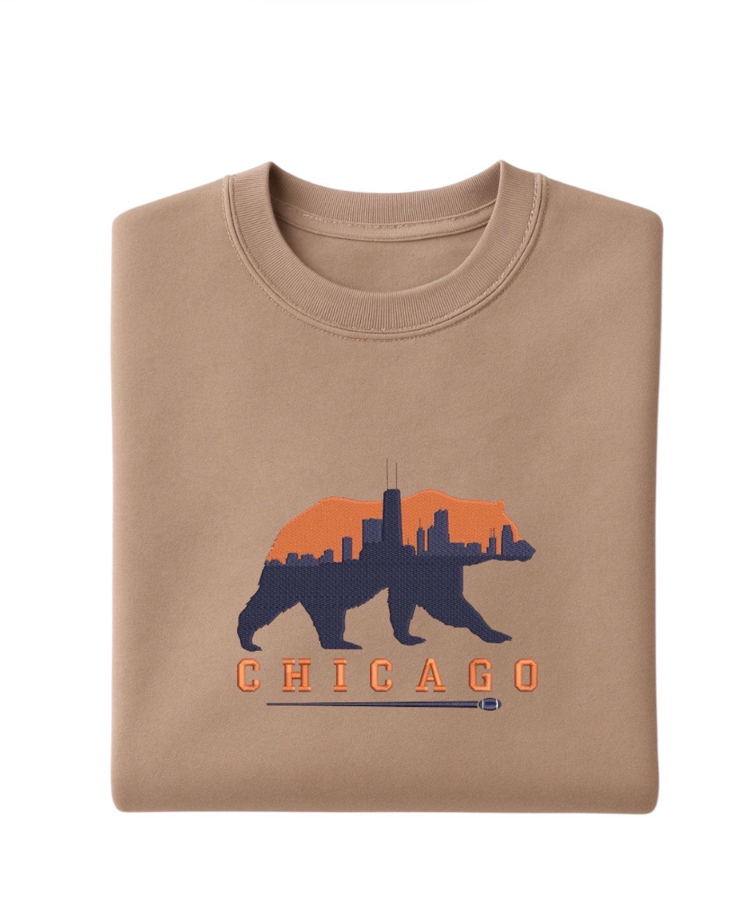 Chicago Bear Embroidered Sweatshirt, Chicago Skyline Bear Crewneck, Minimal City Sweatshirt, Unisex Cozy Shirt, Chicago Gift