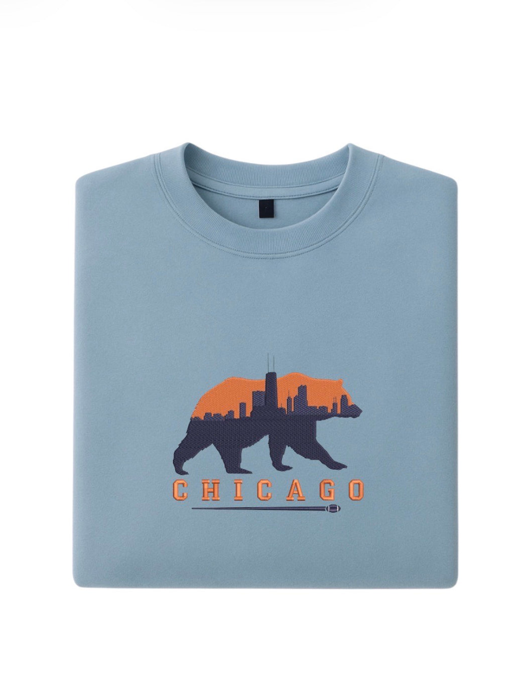 Chicago Bear Embroidered Sweatshirt, Chicago Skyline Bear Crewneck, Minimal City Sweatshirt, Unisex Cozy Shirt, Chicago Gift