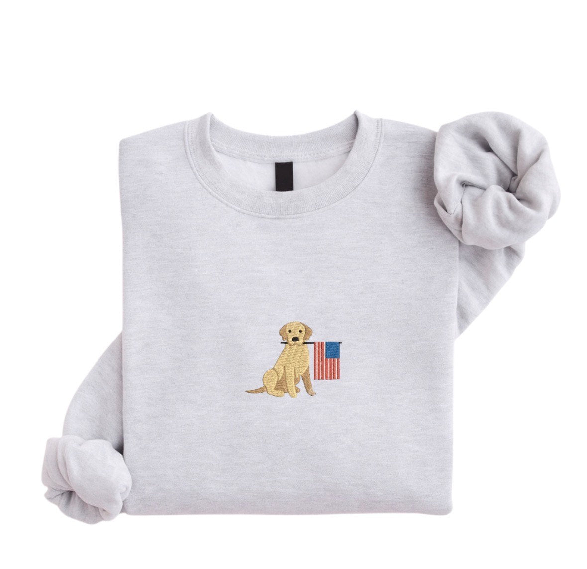 Embroidered Dog Sweatshirt | Patriotic Puppy Embroidery | Minimal Dog Lover Crewneck | USA Flag Dog Sweatshirt