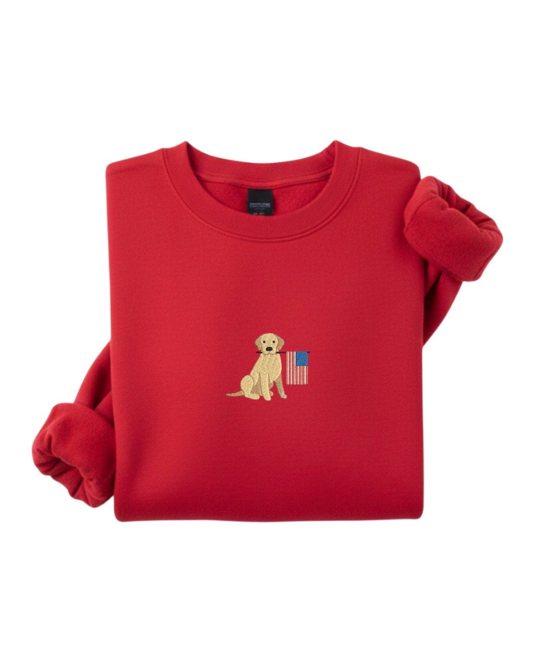 Embroidered Dog Sweatshirt | Patriotic Puppy Embroidery | Minimal Dog Lover Crewneck | USA Flag Dog Sweatshirt