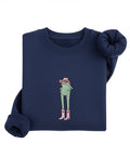 Cowgirl Frog Embroidered Sweatshirt, Western Frog Shirt, Cute Cowboy Frog Crewneck, Funny Animal Embroidery Gift