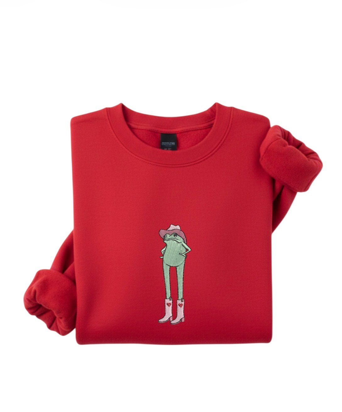 Cowgirl Frog Embroidered Sweatshirt, Western Frog Shirt, Cute Cowboy Frog Crewneck, Funny Animal Embroidery Gift