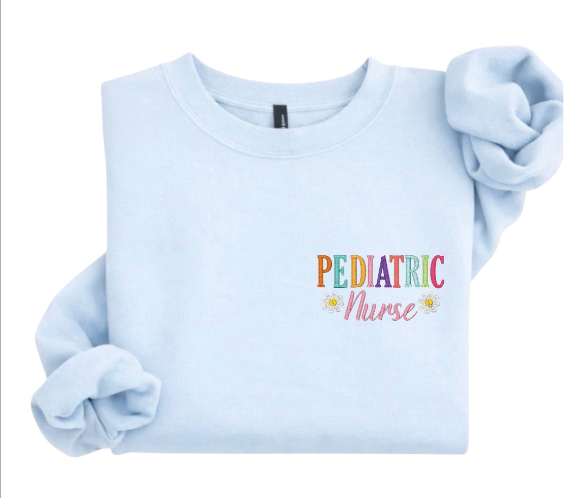 Embroidered PEDS Sweatshirt – Floral Pediatric Nurse Crewneck (Copy)