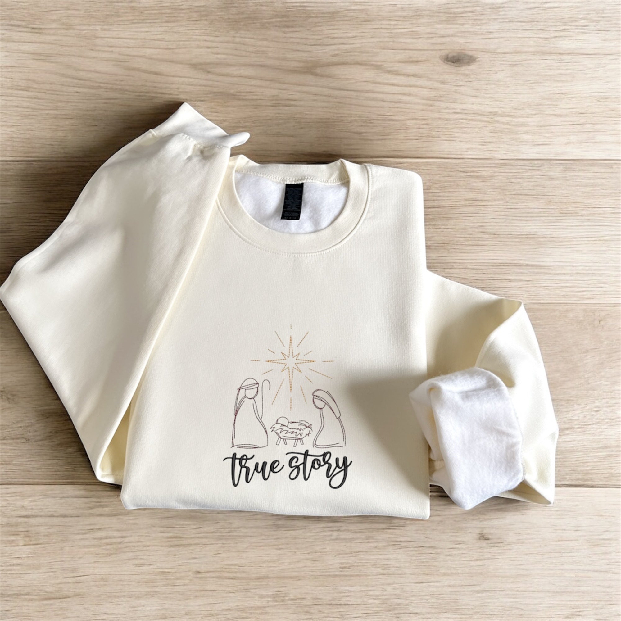 Embroidered Long Sleeve Crewneck Sweatshirt (True Story)