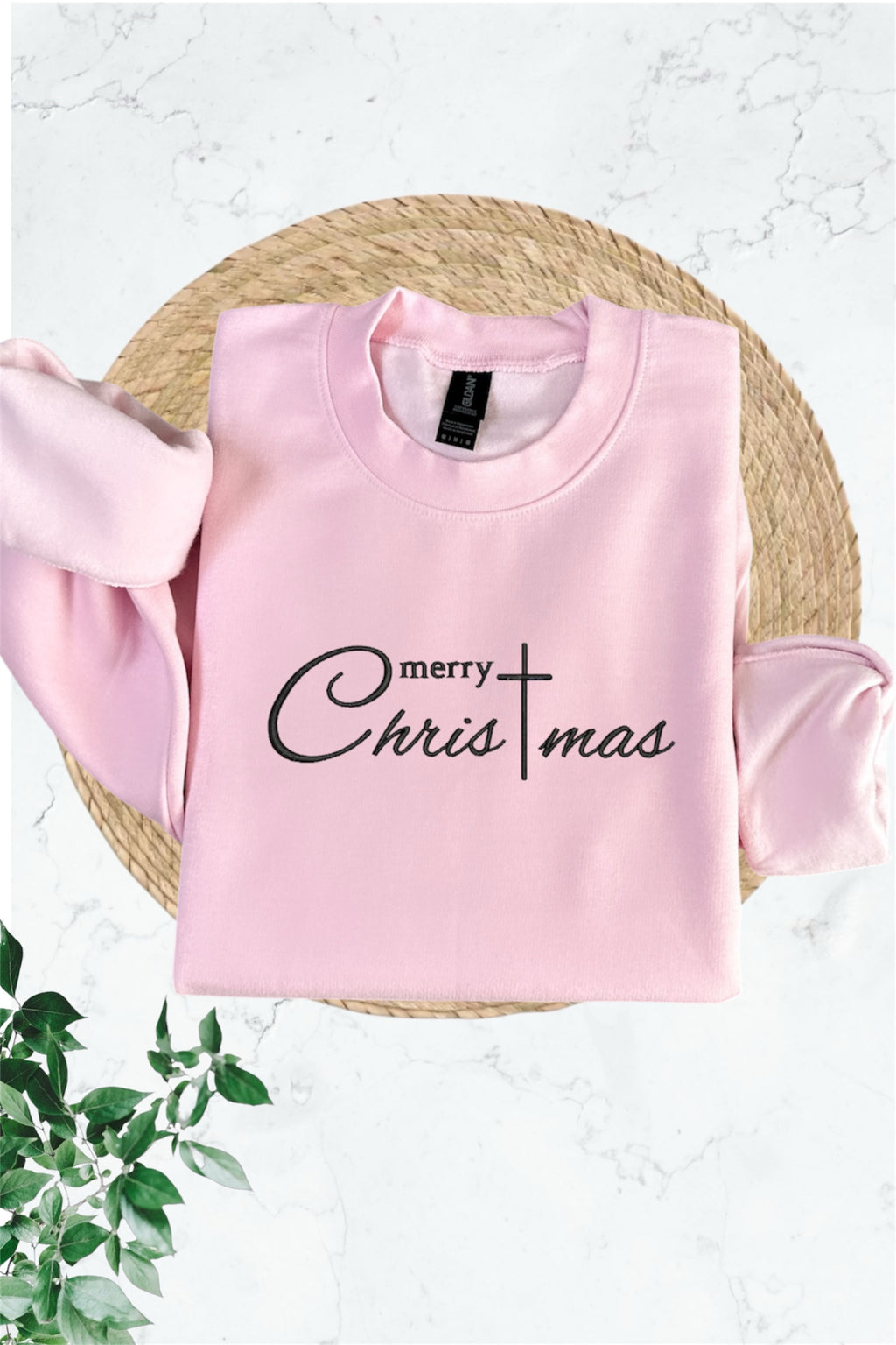 Embroidered Long Sleeve Crewneck Sweatshirt (Merry Christmas)