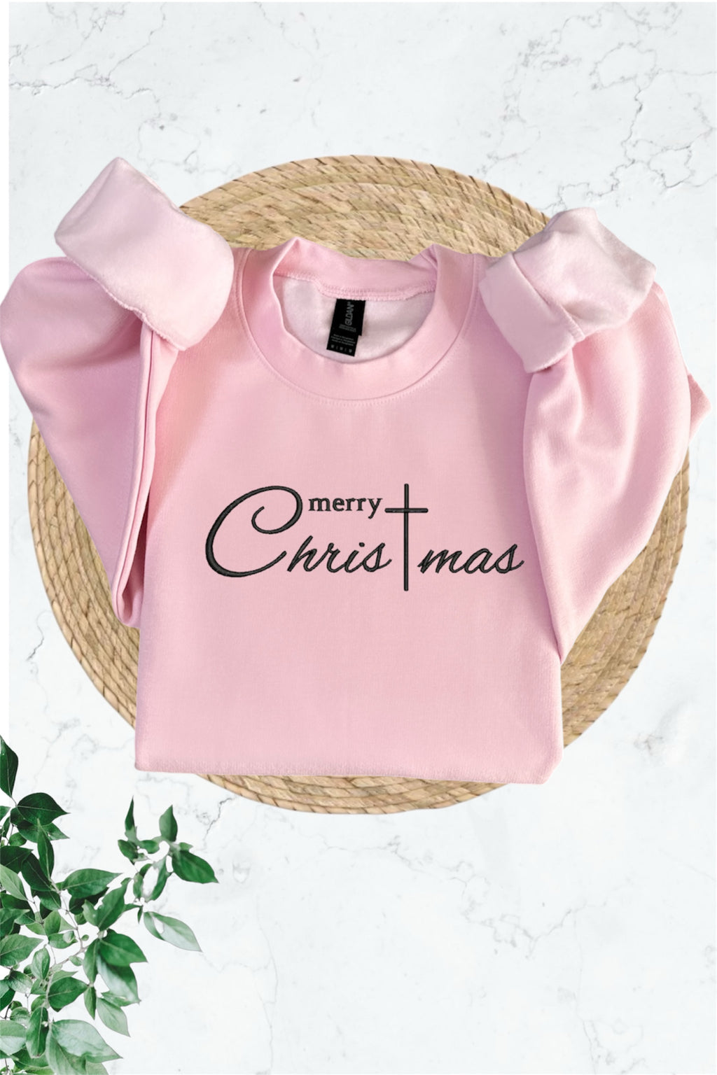 Embroidered Long Sleeve Crewneck Sweatshirt (Merry Christmas)