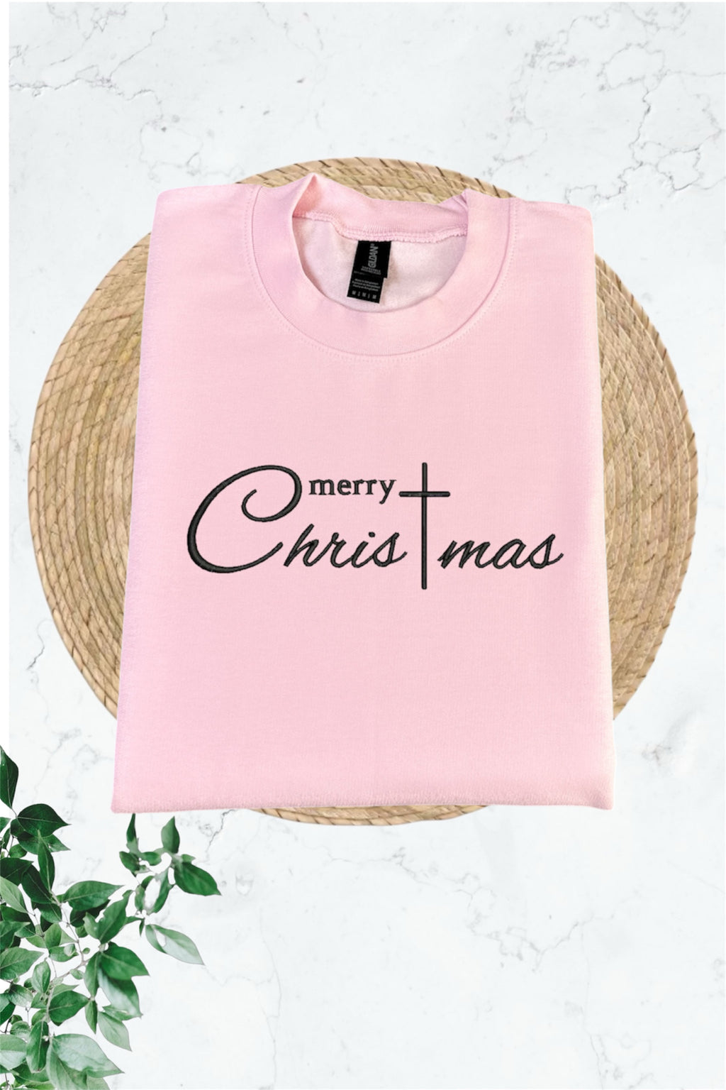 Embroidered Long Sleeve Crewneck Sweatshirt (Merry Christmas)