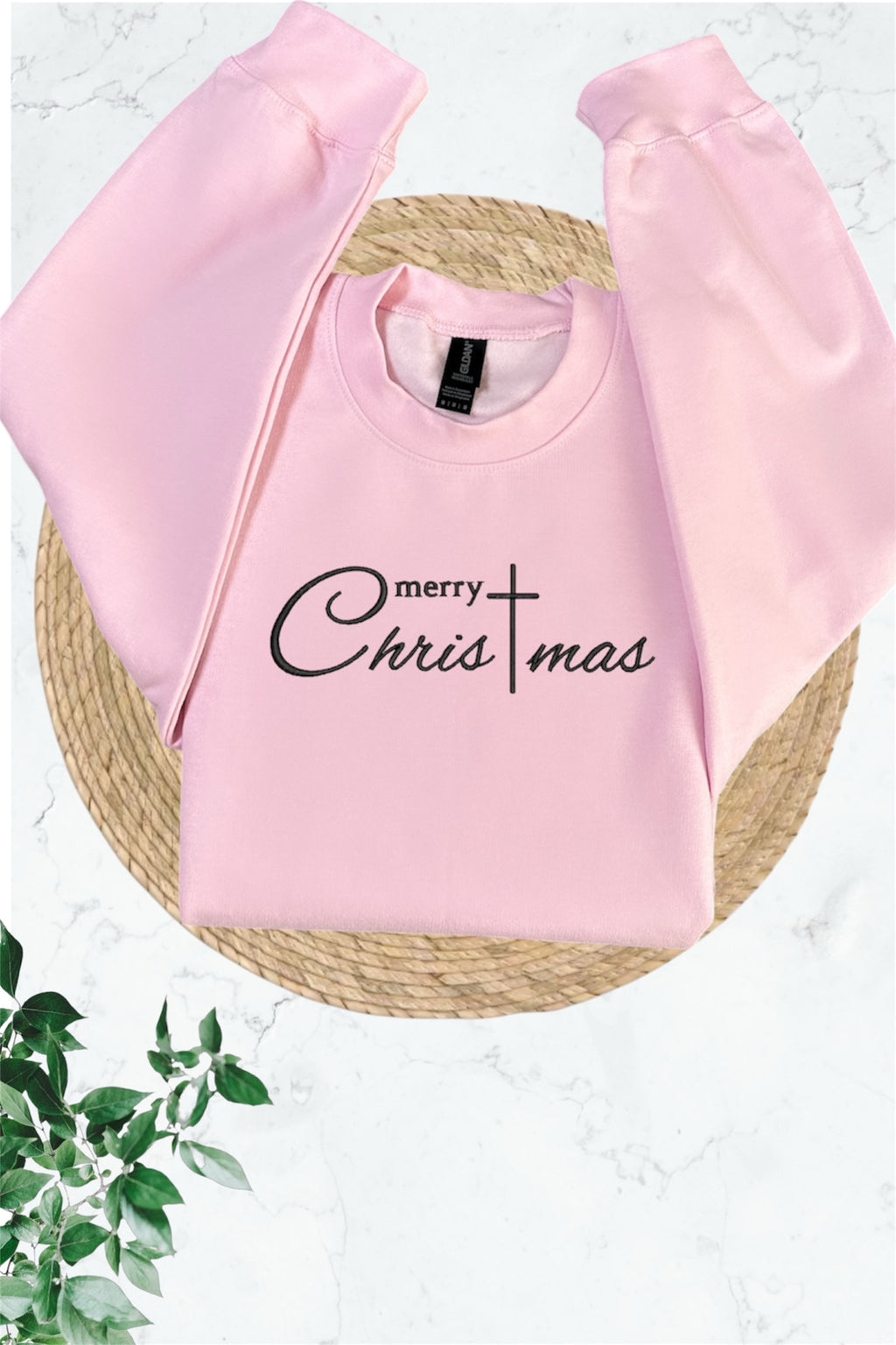 Embroidered Long Sleeve Crewneck Sweatshirt (Merry Christmas)