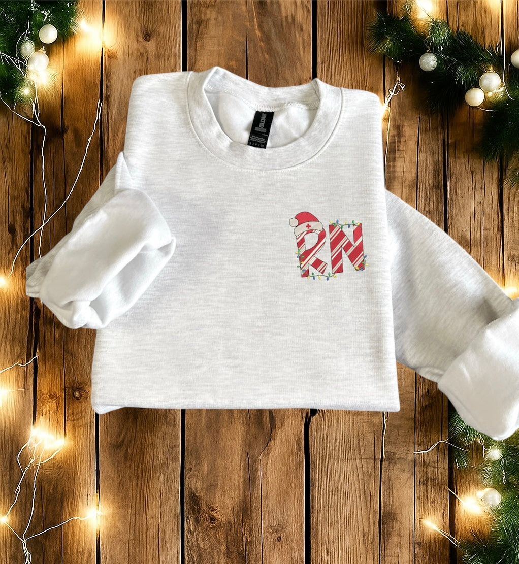 RN Candy Cane Letters Christmas Sweatshirt