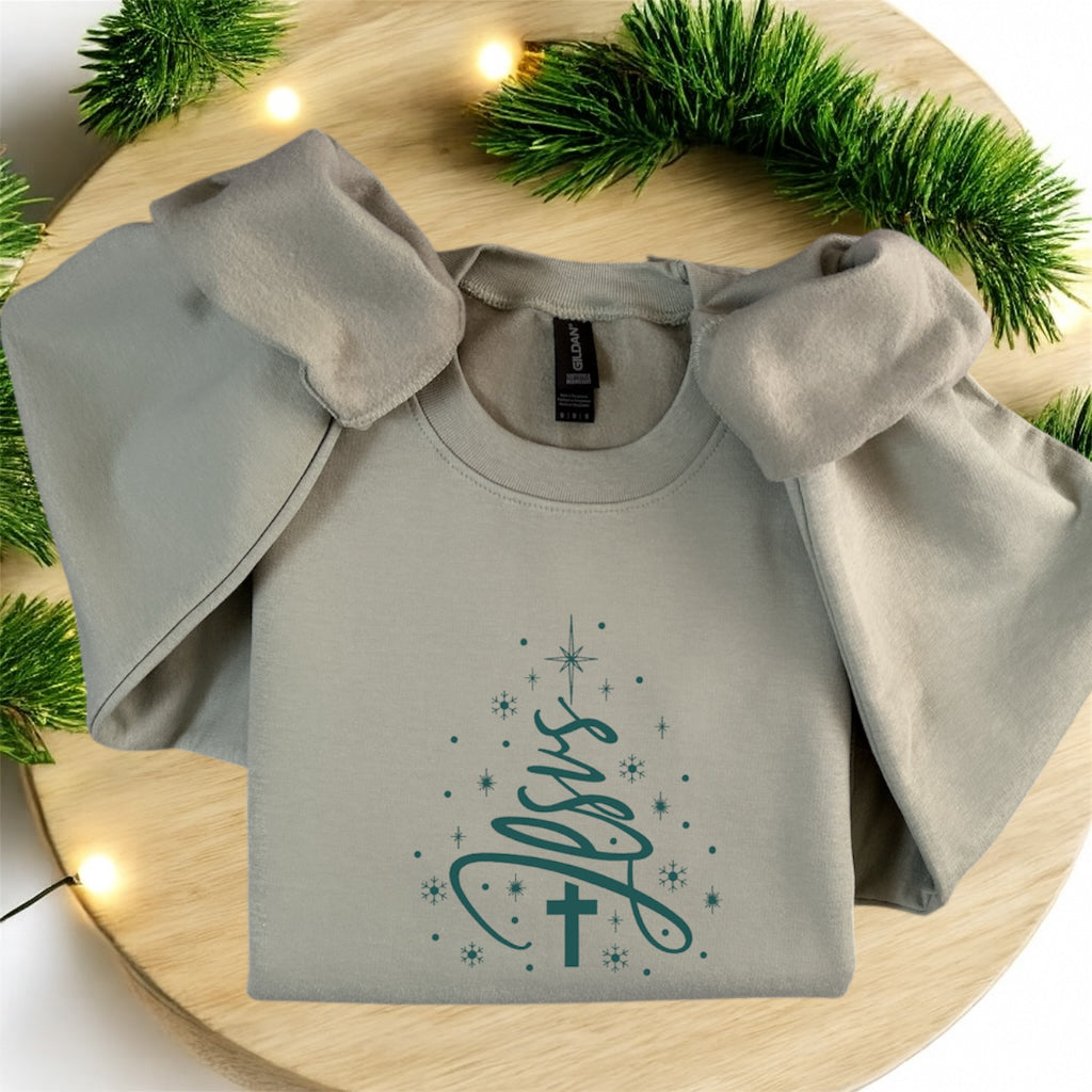 Jesus Christmas Tree Sweatshirt – Faith Gift