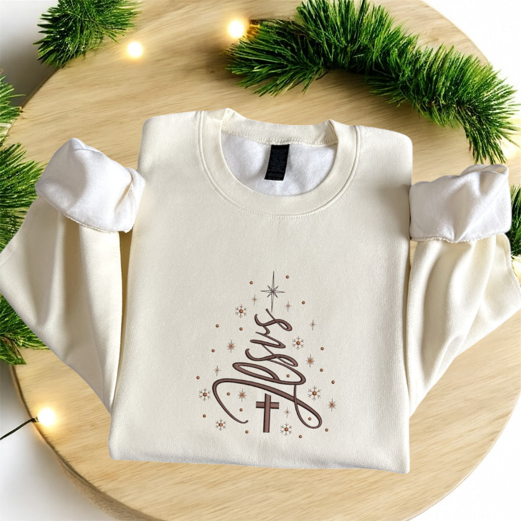 Jesus Christmas Tree Sweatshirt – Faith Gift