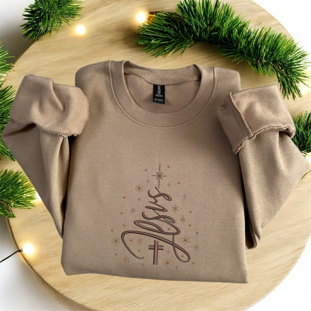 Jesus Christmas Tree Sweatshirt – Faith Gift