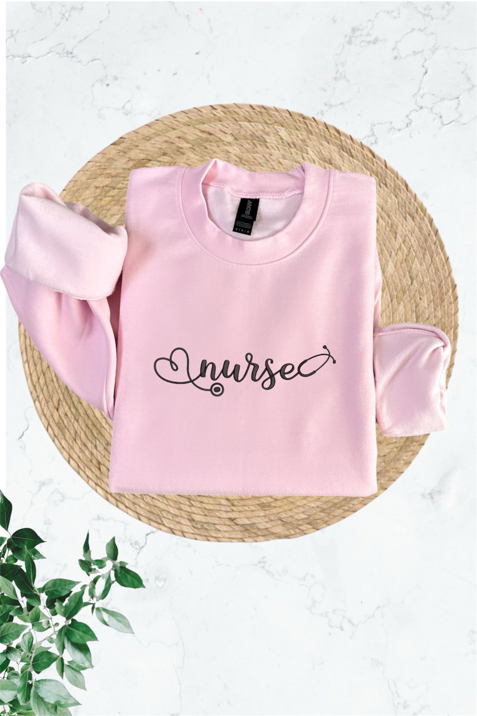 Embroidered Long Sleeve Crewneck Sweatshirt (Nurse)