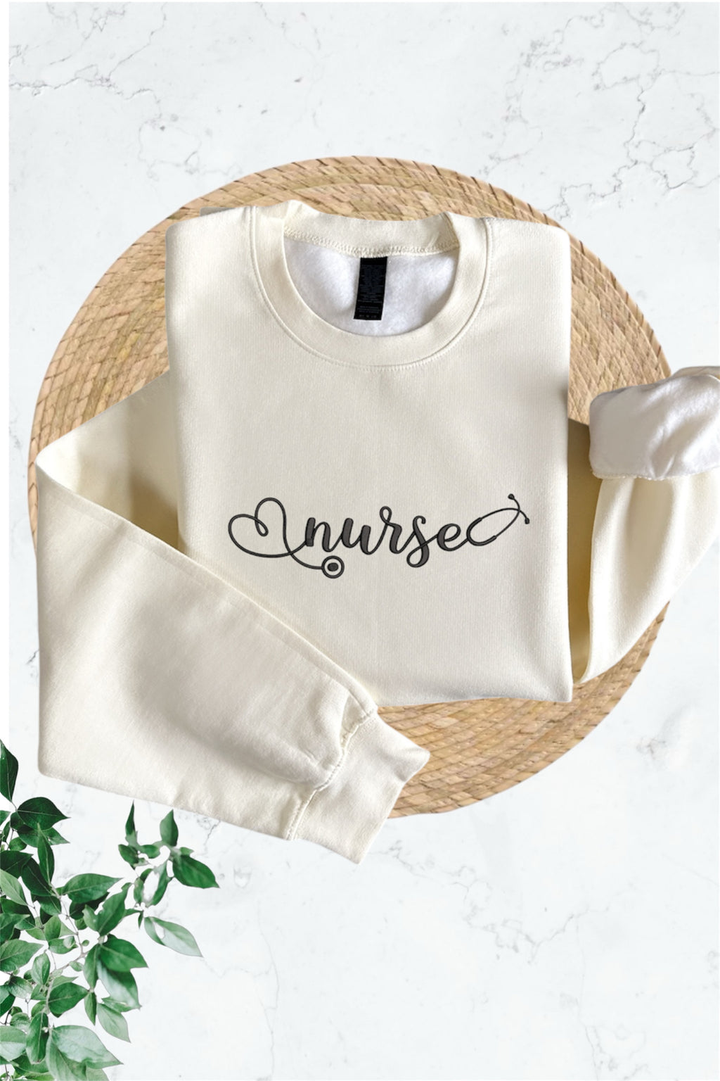Embroidered Long Sleeve Crewneck Sweatshirt (Nurse)
