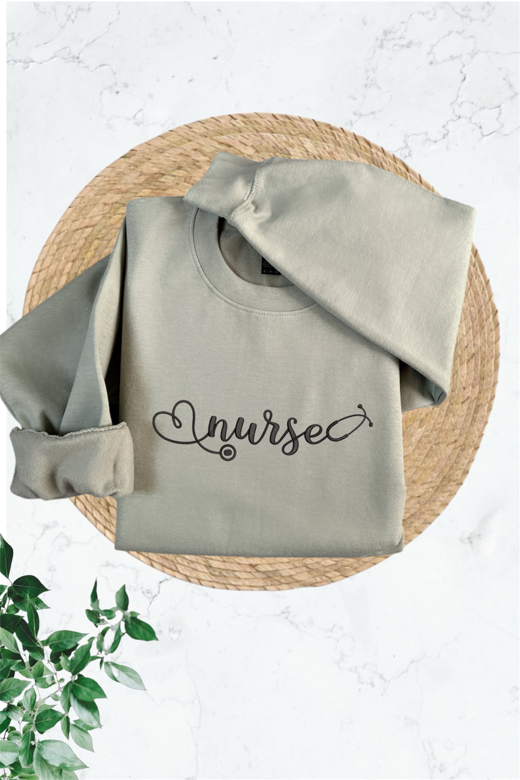 Embroidered Long Sleeve Crewneck Sweatshirt (Nurse)