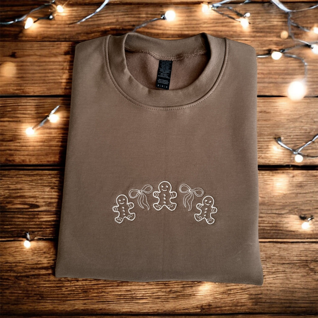 Embroidered Long Sleeve Crewneck Sweatshirt (Ginger)