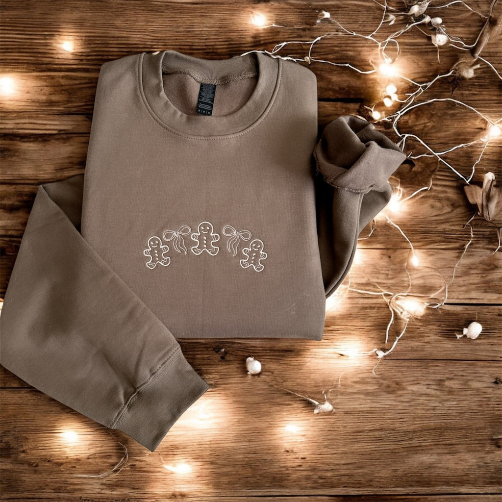 Embroidered Long Sleeve Crewneck Sweatshirt (Ginger)