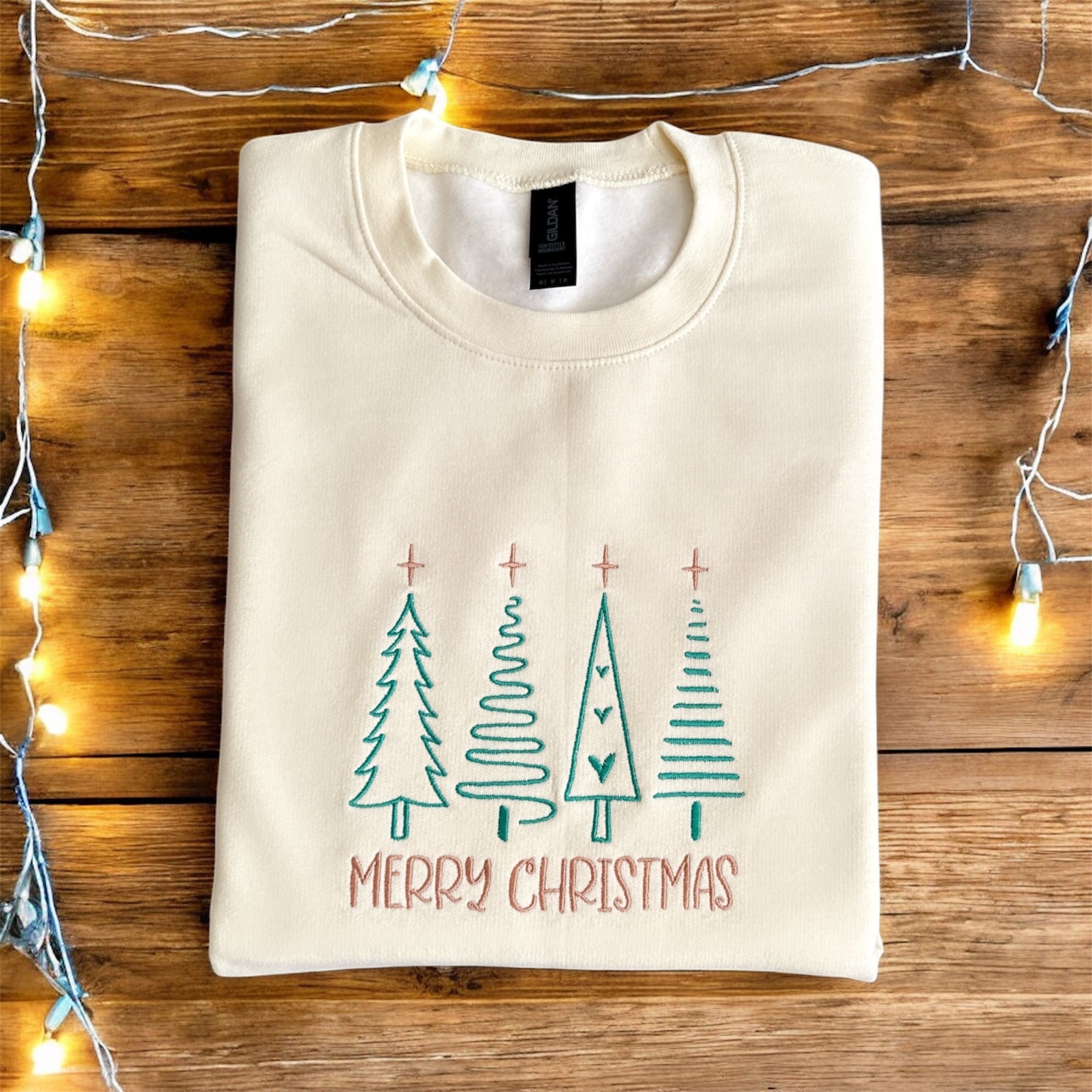 Embroidered Long Sleeve Crewneck Sweatshirt (Merry)